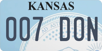KS license plate 007DON