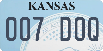 KS license plate 007DOQ