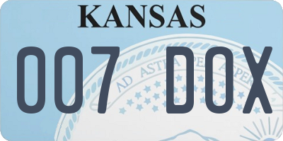 KS license plate 007DOX