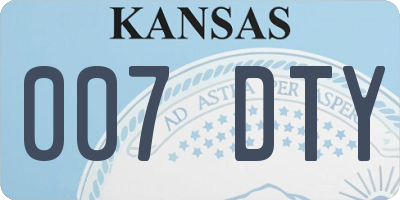 KS license plate 007DTY
