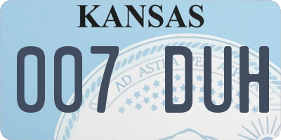 KS license plate 007DUH
