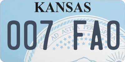 KS license plate 007FAO