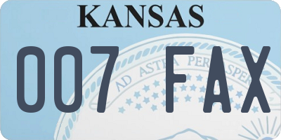 KS license plate 007FAX