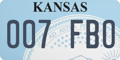 KS license plate 007FBO
