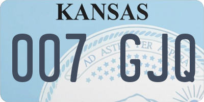 KS license plate 007GJQ