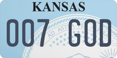 KS license plate 007GOD