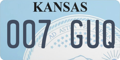 KS license plate 007GUQ