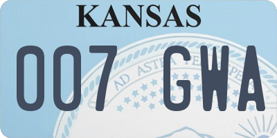 KS license plate 007GWA