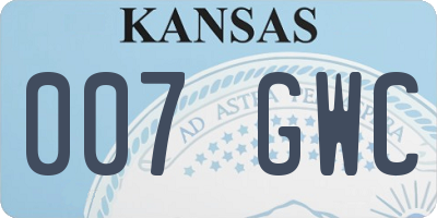 KS license plate 007GWC