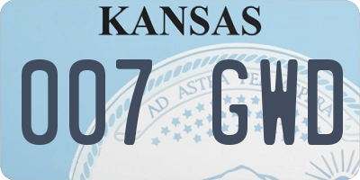 KS license plate 007GWD