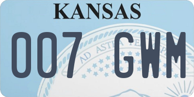 KS license plate 007GWM