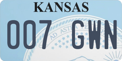 KS license plate 007GWN