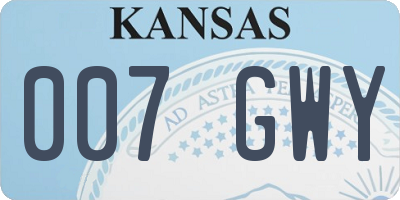 KS license plate 007GWY
