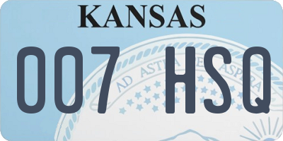 KS license plate 007HSQ