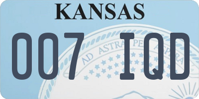 KS license plate 007IQD