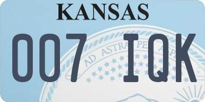 KS license plate 007IQK