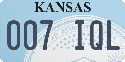 KS license plate 007IQL