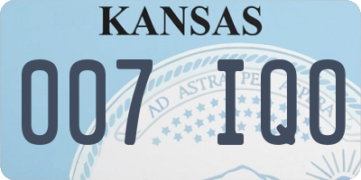 KS license plate 007IQO