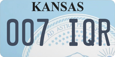 KS license plate 007IQR