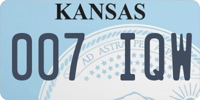 KS license plate 007IQW