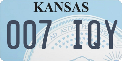 KS license plate 007IQY