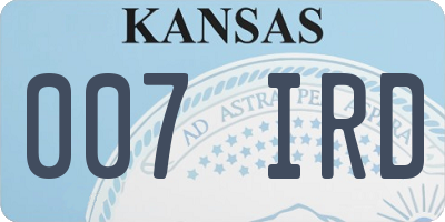 KS license plate 007IRD