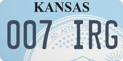 KS license plate 007IRG