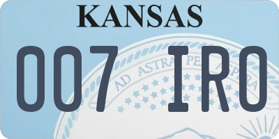 KS license plate 007IRO