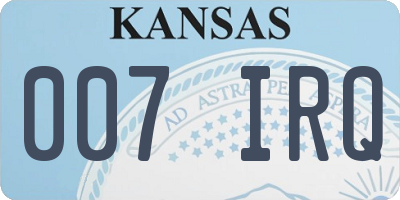 KS license plate 007IRQ