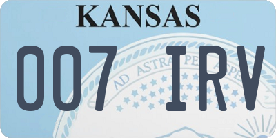 KS license plate 007IRV