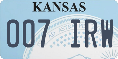 KS license plate 007IRW
