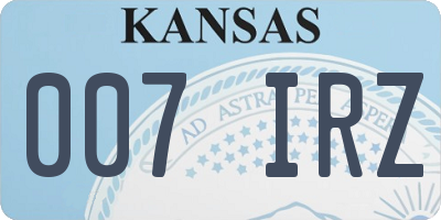 KS license plate 007IRZ