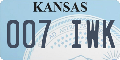 KS license plate 007IWK