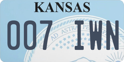 KS license plate 007IWN