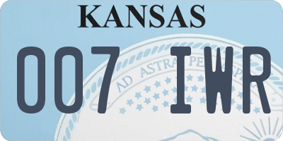 KS license plate 007IWR