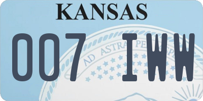 KS license plate 007IWW