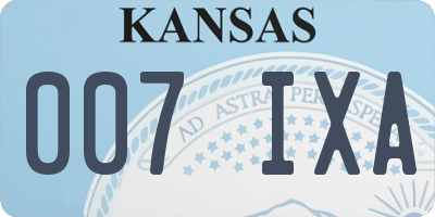 KS license plate 007IXA