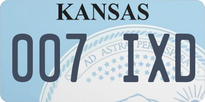 KS license plate 007IXD