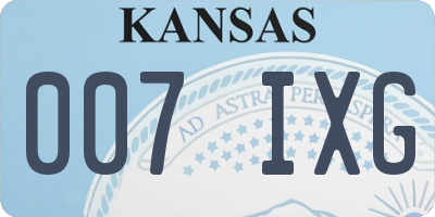 KS license plate 007IXG