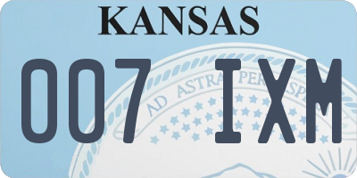 KS license plate 007IXM