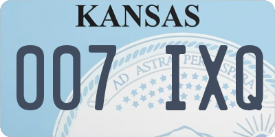 KS license plate 007IXQ