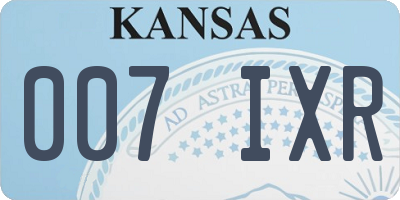 KS license plate 007IXR