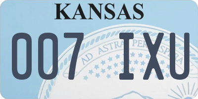 KS license plate 007IXU