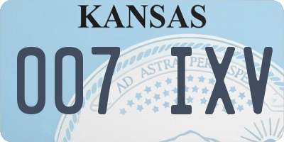 KS license plate 007IXV