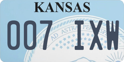 KS license plate 007IXW