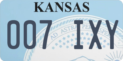 KS license plate 007IXY