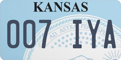 KS license plate 007IYA