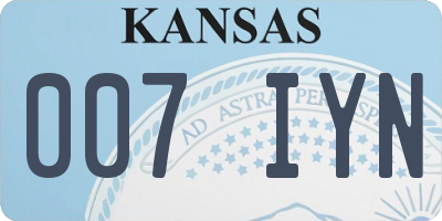 KS license plate 007IYN