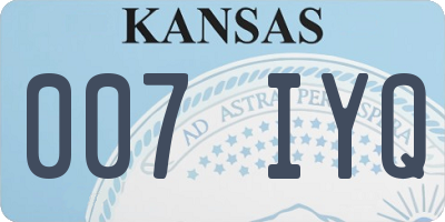 KS license plate 007IYQ
