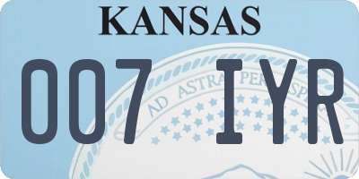 KS license plate 007IYR